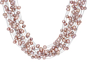 Pink Cultured Freshwater Pearl Sterling Silver 18 Inch Necklace