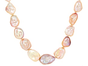 Multi-Color Cultured Keshi Freshwater Pearl 18k Yellow Gold Over Sterling Silver 20 Inch Necklace