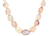 Multi-Color Cultured Keshi Freshwater Pearl 18k Yellow Gold Over Sterling Silver 20 Inch Necklace