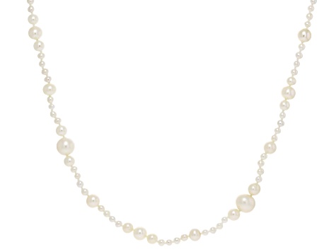 Genusis™ White Cultured Freshwater Pearl Rhodium Over Sterling Silver 32 Inch Necklace