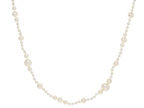 Genusis™ White Cultured Freshwater Pearl Rhodium Over Sterling Silver 32 Inch Necklace