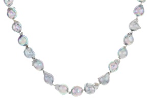 Platinum Cultured Japanese Akoya Pearl 14k White Gold 18 Inch Strand Necklace