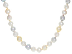 Multi-Color Cultured Japanese Akoya Pearl Rhodium Over Sterling Silver 20 Inch Strand Necklace