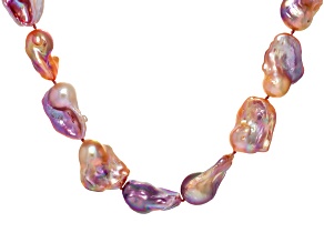 Genusis™ Multi-Color Freshwater Pearl 14k Yellow Gold Over Silver 20 Inch Strand Necklace