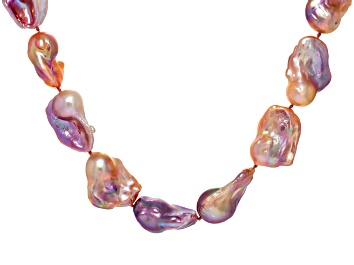 Picture of Genusis™ Multi-Color Freshwater Pearl 14k Yellow Gold Over Silver 20 Inch Strand Necklace