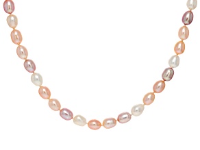 Multi-Color Cultured Freshwater Pearl Rhodium Over Sterling Silver 18 Inch Strand Necklace