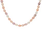 Multi-Color Cultured Freshwater Pearl Rhodium Over Sterling Silver 18 Inch Strand Necklace
