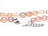 Multi-Color Cultured Freshwater Pearl Rhodium Over Sterling Silver 18 Inch Strand Necklace