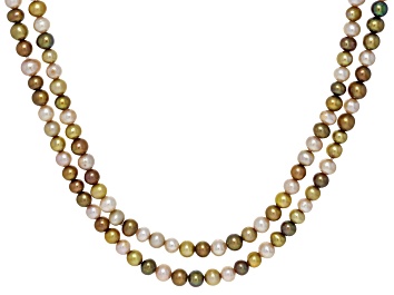 Picture of Multi-Color Cultured Freshwater Pearl 14k Yellow Gold Over Silver 18 Inch Strand Necklace