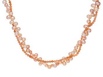 Picture of Multi-Pink Cultured Freshwater Bitsy Pearl With Sunstone Rhodium Over Silver 20 Inch Strand Necklace