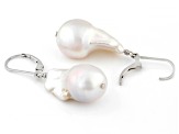 Genusis™ White Cultured Freshwater Pearl Rhodium Over Sterling Silver Earrings