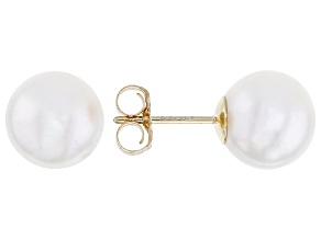 Genusis™ White Cultured Freshwater Pearl 14k Yellow Gold Stud Earrings