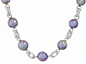 Lavender Cultured Kasumiga Pearl Rhodium Over Sterling Silver 17 1/2 Inch Necklace