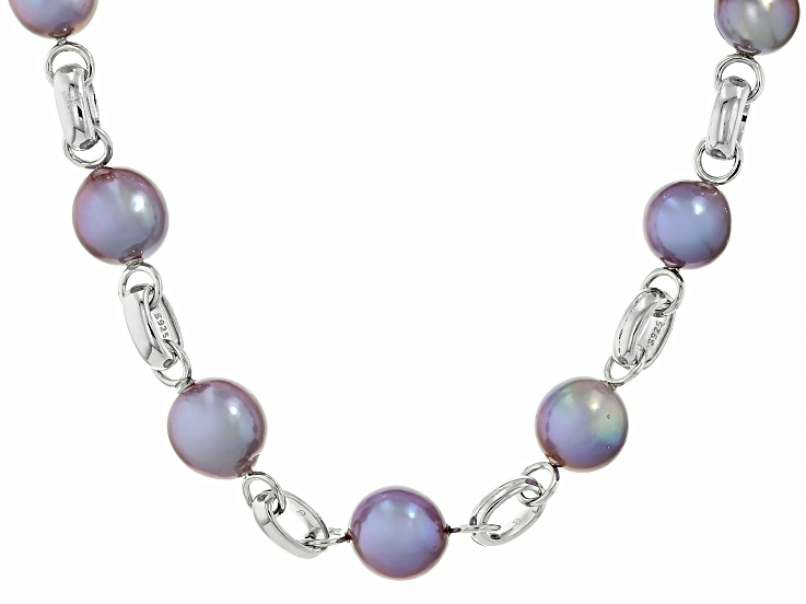 Lavender Cultured Kasumiga Pearl Rhodium Over Sterling Silver 17 1/2 Inch Necklace