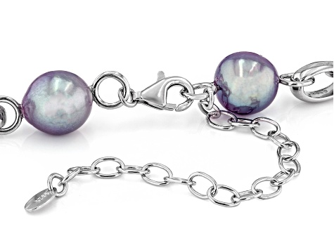 Lavender Cultured Kasumiga Pearl Rhodium Over Sterling Silver 17 1