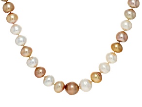 Multi-Color Cultured South Sea Pearl Rhodium Over Sterling Silver 18 Inch Strand Necklace