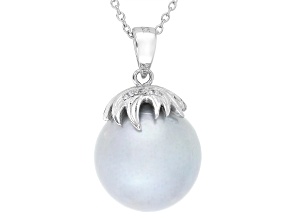 Genusis™ Platinum Cultured Freshwater Pearl & Cubic Zirconia Rhodium Over Silver Pendant With Chain