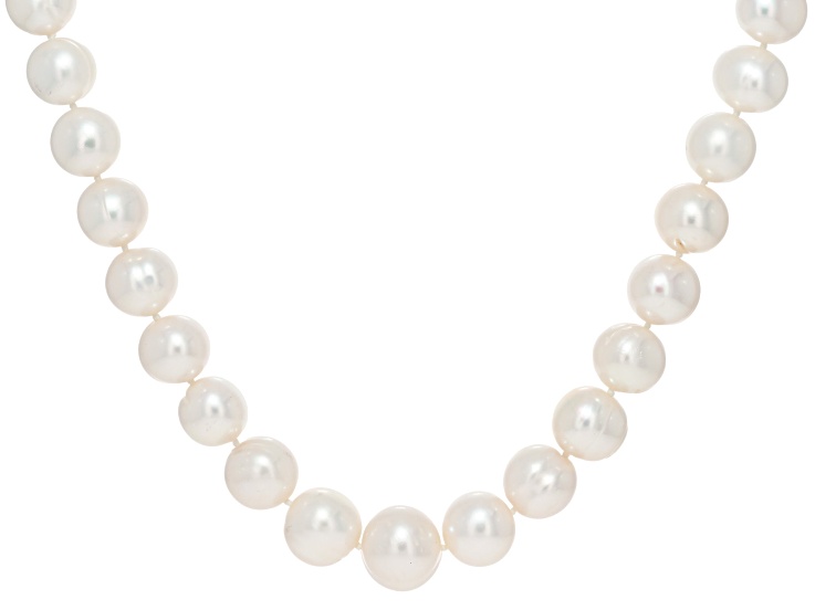 White Cultured Freshwater Pearl Rhodium Over Sterling Silver 20 Inch Strand Necklace
