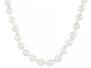 White Cultured Japanese Akoya Pearl 14k Yellow Gold 18 Inch Strand Necklace