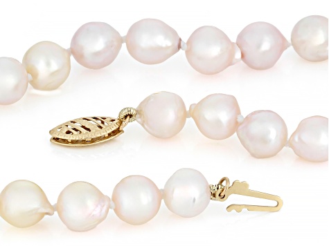 White Cultured Japanese Akoya Pearl 14k Yellow Gold 18 Inch Strand Necklace
