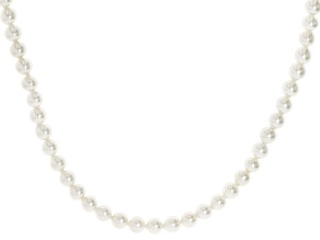 White Cultured Freshwater Pearl Rhodium Over Sterling Silver 20 Inch Strand Necklace