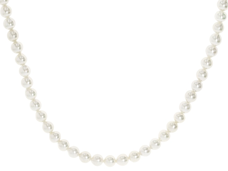 White Cultured Freshwater Bitsy Pearl Rhodium Over Sterling Silver 20 Inch Strand Necklace