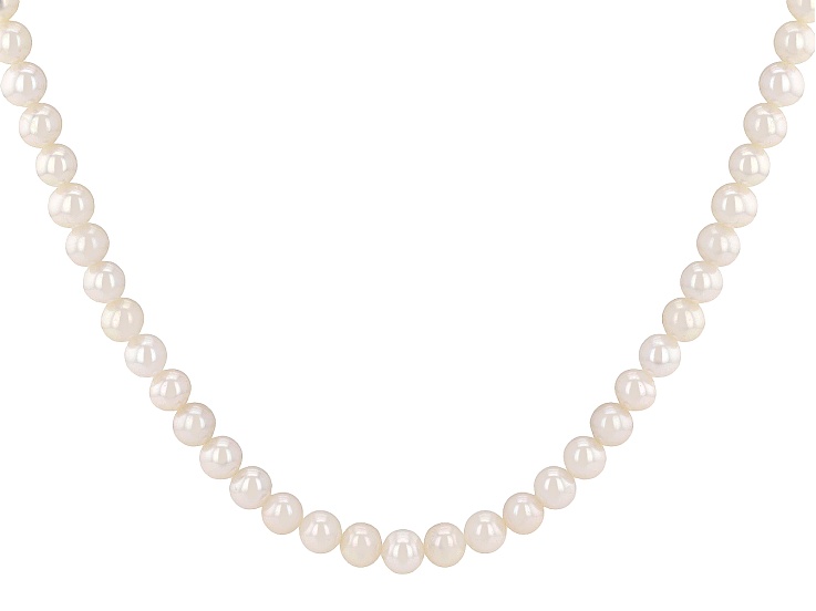 White Cultured Freshwater Bitsy Pearl Rhodium Over Sterling Silver 22 Inch Strand Necklace