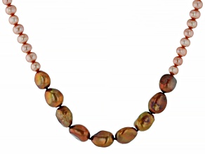 Multi-Color Cultured Freshwater Pearl Rhodium Over Sterling Silver Necklace