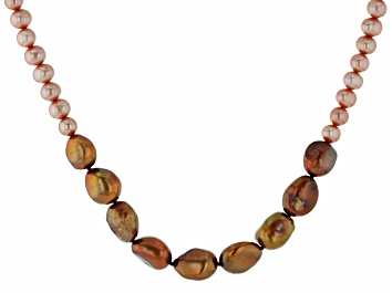 Picture of Multi-Color Cultured Freshwater Pearl Rhodium Over Sterling Silver Necklace