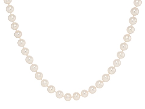 White Cultured Freshwater Pearl 14k Yellow Gold 18 Inch Strand Necklace