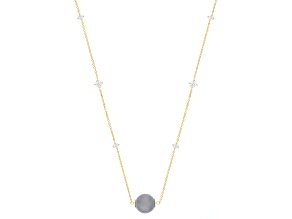 Cultured Tahitian Pearl With Moissanite 18k Yellow Gold Over Sterling Silver 20 Inch Necklace