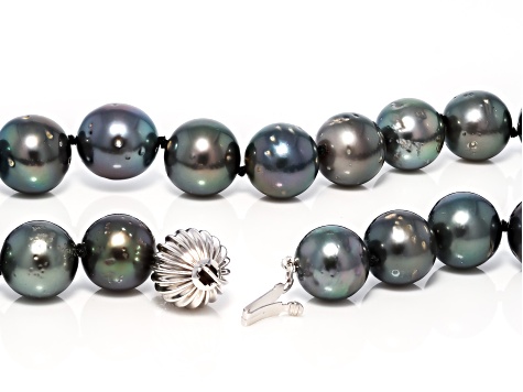 Cultured Tahitian Pearl Rhodium Over Sterling Silver 20 Inch