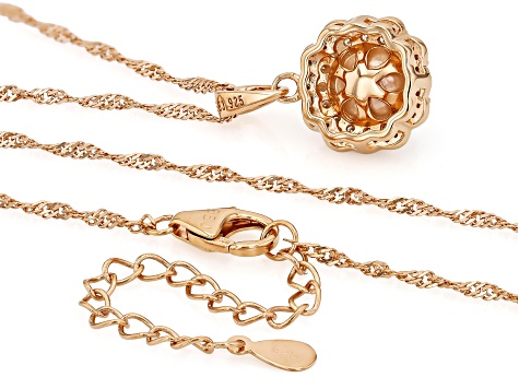 White Cultured Japanese Akoya Pearl With Moissanite Fire® 18k Rose Gold Over Sterling Silver Pendant