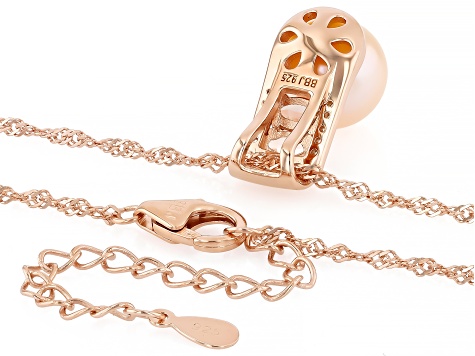 Sunset Pink Cultured Freshwater Pearl With Morganite & White Zircon 18K Gold Over Silver Pendant