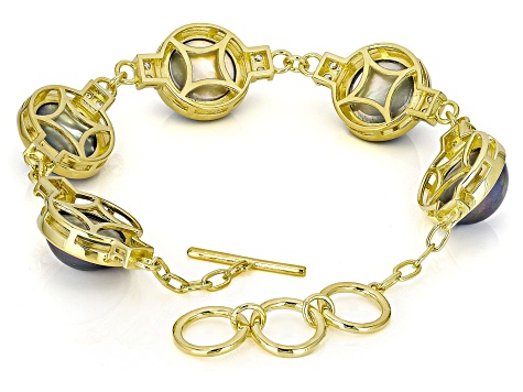 Platinum Cultured South Sea Mabe Pearl and White Zircon 18k Yellow