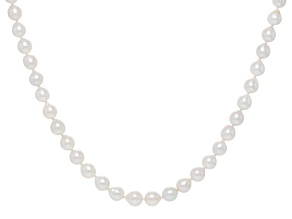White Cultured Freshwater Pearl Rhodium Over Sterling Silver 18 Inch Strand Necklace