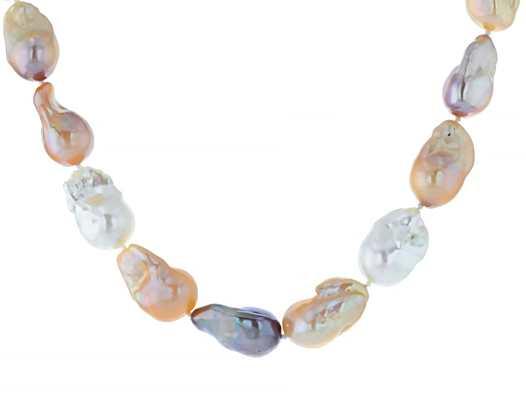 Genusisâ„¢ Multi-Color Cultured Freshwater Pearl Rhodium Over Sterling Silver 18 Inch Necklace
