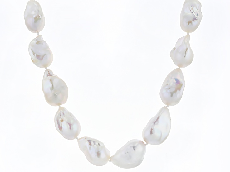 Genusisâ„¢ White Cultured Freshwater Pearl Rhodium Over Sterling Silver 18 Inch Necklace