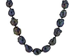 Genusis™ Black Cultured Freshwater Pearl Rhodium Over Sterling Silver 18 Inch Necklace