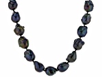 Genusis™ Black Cultured Freshwater Pearl Rhodium Over Sterling Silver 18 Inch Necklace
