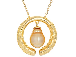 Golden Cultured South Sea Pearl 18k Yellow Gold Over Sterling Silver 18 Inch Necklace