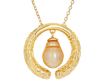 Picture of Golden Cultured South Sea Pearl 18k Yellow Gold Over Sterling Silver 18 Inch Necklace