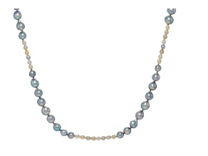 Multi-Color Cultured Japanese Akoya Pearl Rhodium Over Sterling Silver 36 Inch Strand Necklace