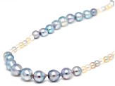 Multi-Color Cultured Japanese Akoya Pearl Rhodium Over Sterling Silver 36 Inch Strand Necklace