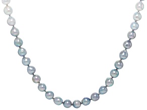 Ombre Cultured Japanese Akoya Pearl Rhodium Over Sterling Silver 36 Inch Strand Necklace