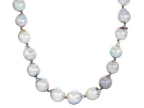 Platinum Cultured Japanese Akoya Pearl Rhodium Over Sterling Silver 18 Inch Strand Necklace