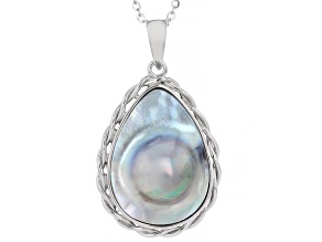 Platinum Cultured South Sea Mabe Pearl Rhodium Over Sterling Silver Pendant With Chain