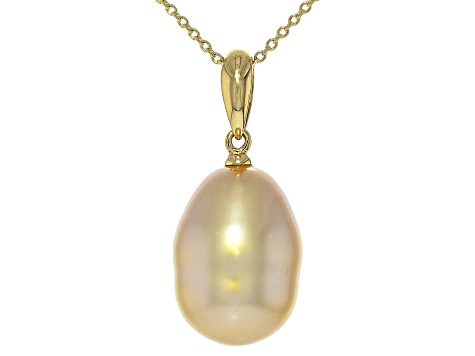 Golden Cultured South Sea Pearl 14k Yellow Gold Pendant With Chain ...