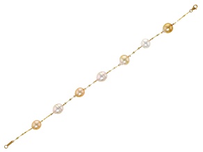 Multi-Color Cultured South Sea Pearl 14k Yellow Gold Bracelet