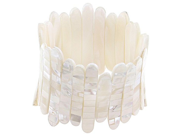 White South Sea Mother-Of-Pearl Stretch Bracelet